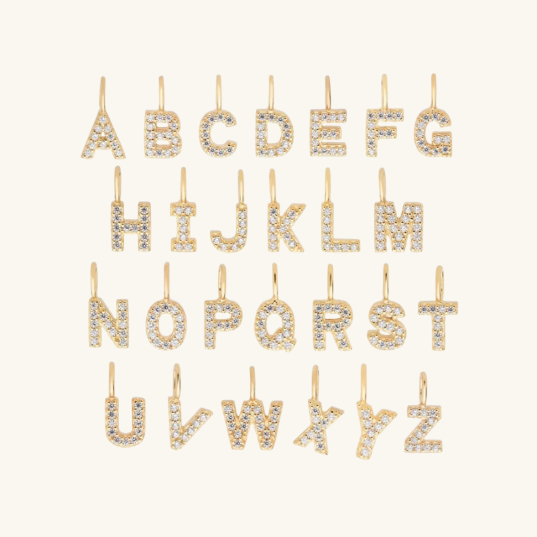 Personalised Pave Initial Necklace Gold