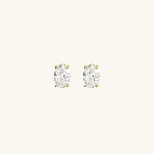 9ct Gold Oval Solitaire Studs