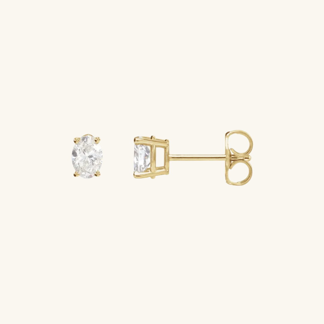9ct Gold Oval Solitaire Studs