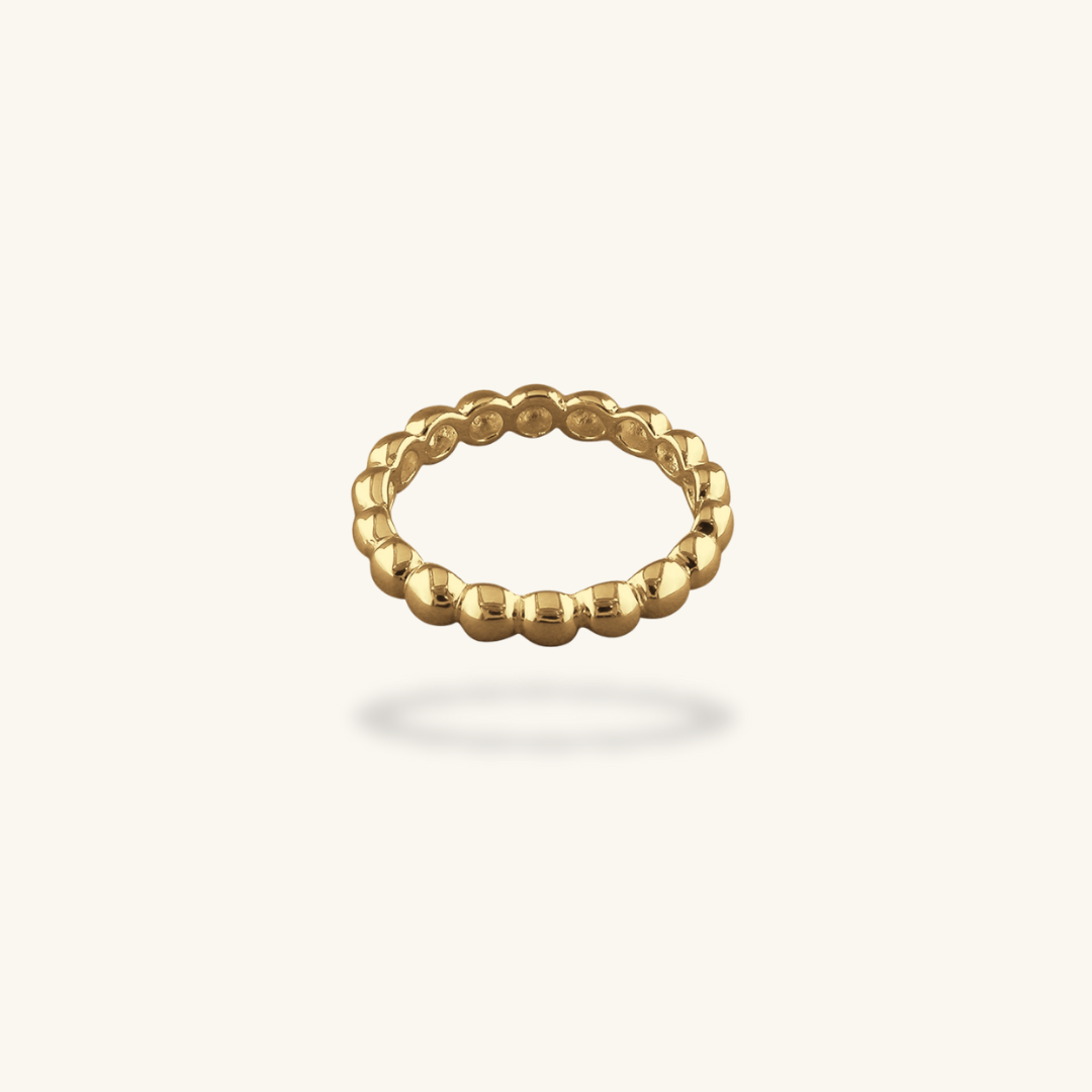 Gold vermeil beaded ring with rounded ball detail