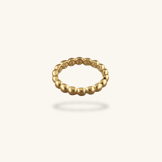 Gold vermeil beaded ring with rounded ball detail
