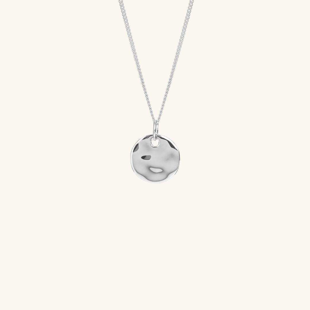 Ripple Disc Pendant Necklace Sterling Silver