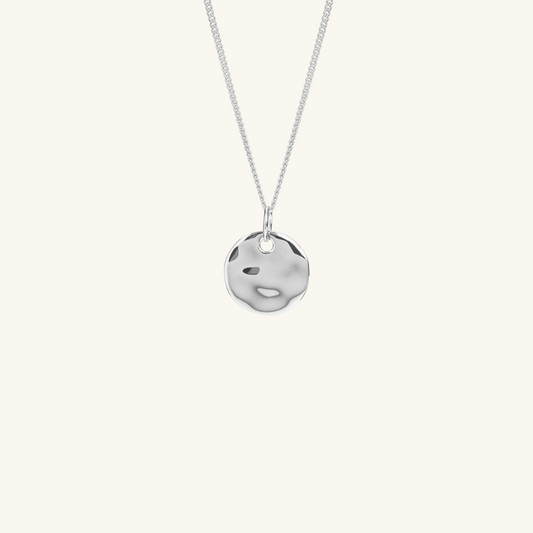Ripple Disc Pendant Necklace Sterling Silver
