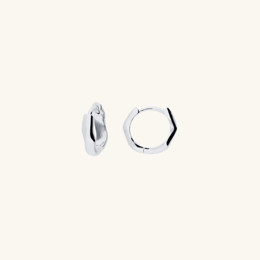 Irregular Huggie Earrings Silver
