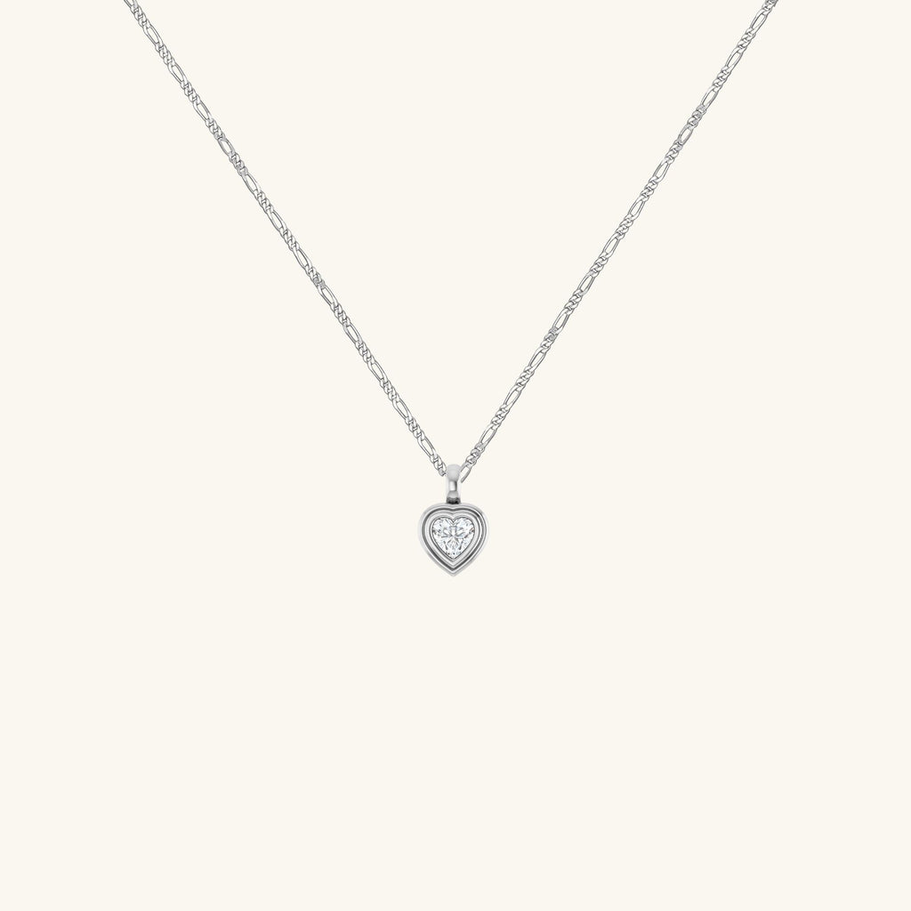 Heart-shaped pendant necklace on a white background