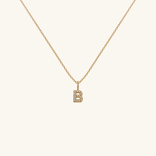 Personalised Pave Initial Necklace Gold