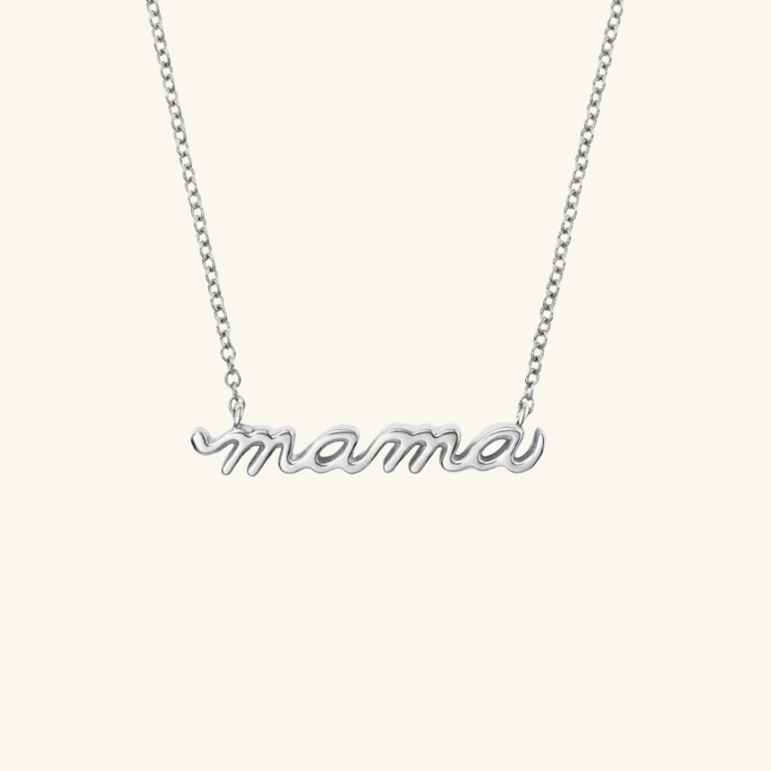 Mama Script Necklace Sterling Silver