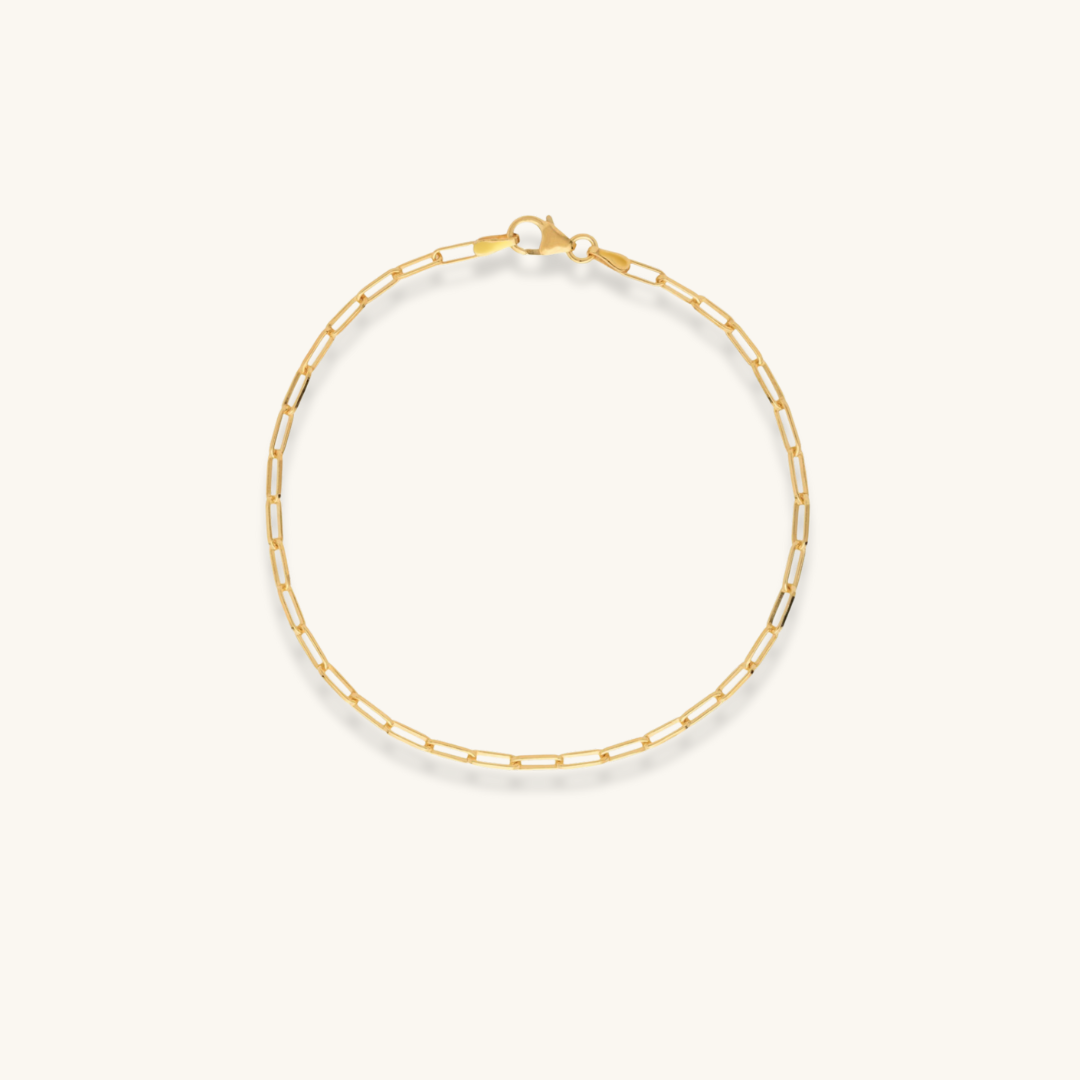Mini Paperclip Chain Bracelet Gold