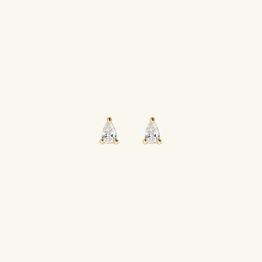 Pear Cut Solitaire Stud Earrings Gold