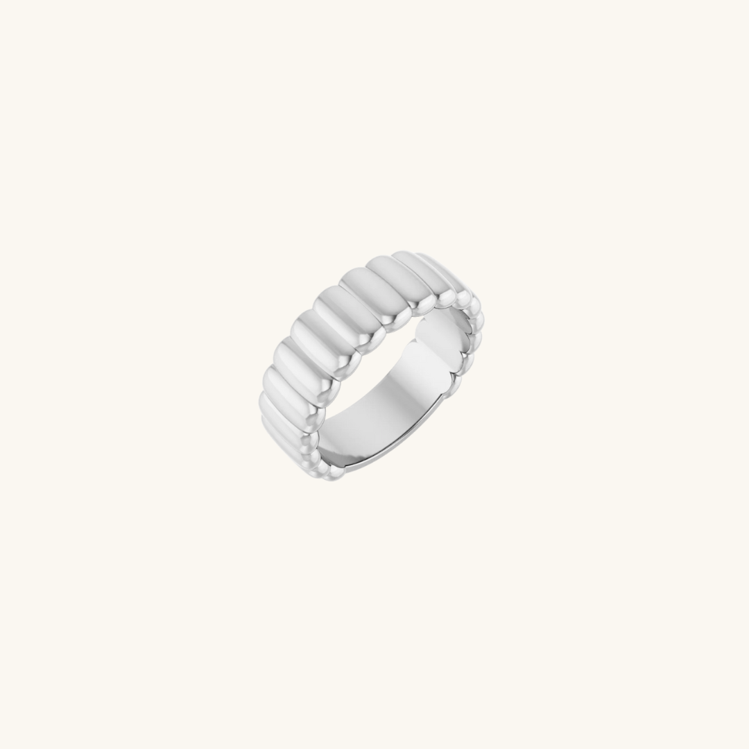 Bold Ribbed Ring Silver