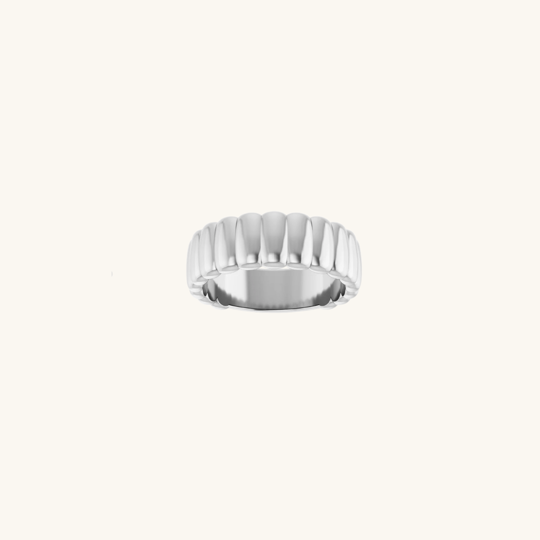 Bold Ribbed Ring Silver