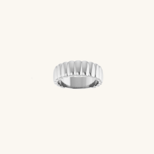 Bold Ribbed Ring Silver