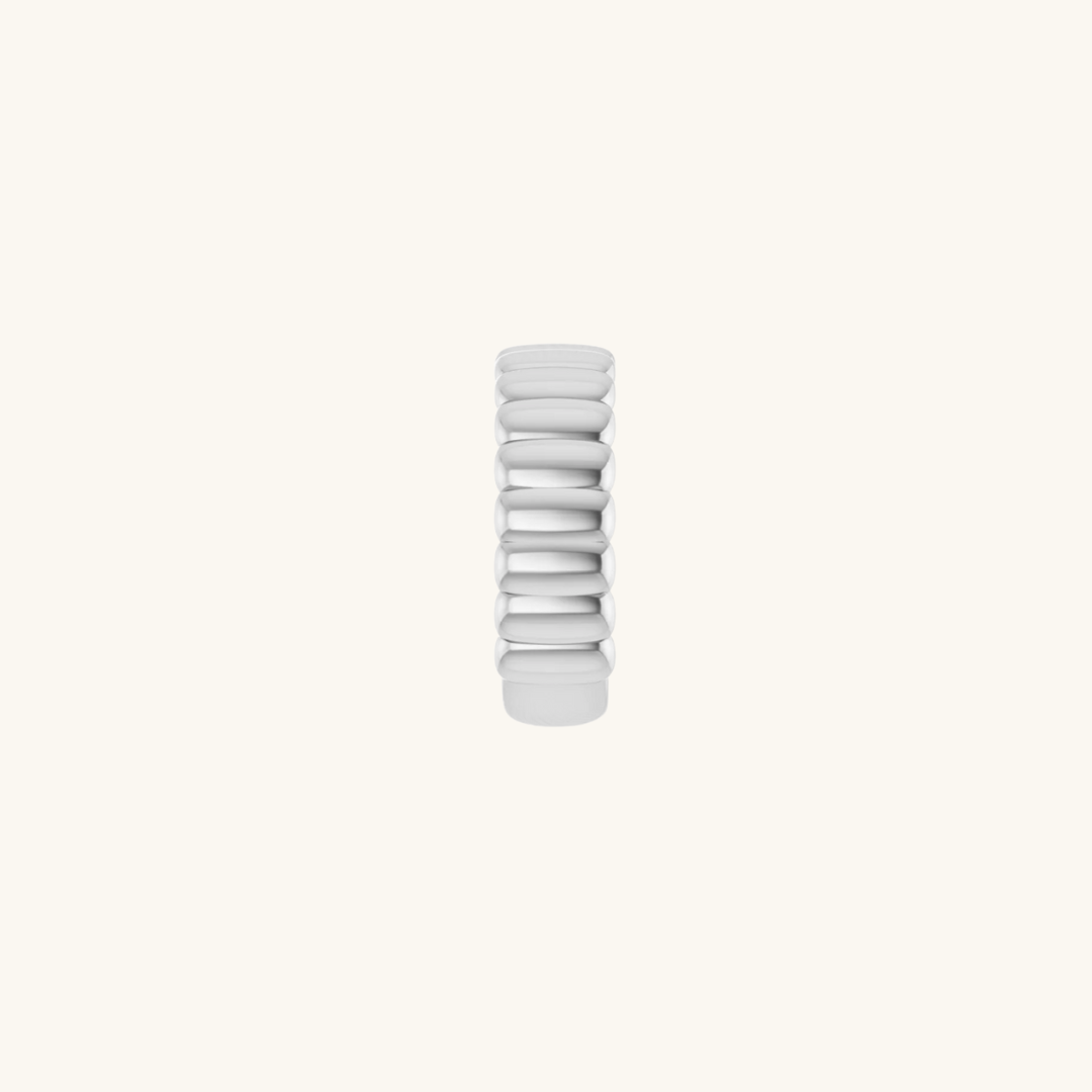 Bold Ribbed Ring Silver
