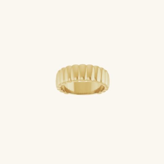 Bold Ribbed Ring Gold