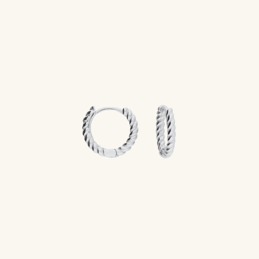 Rope Twist Huggie Earrings Silver