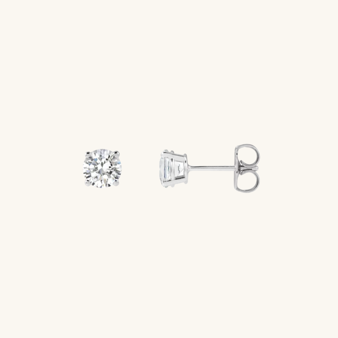 Solitaire Stud Earrings Silver