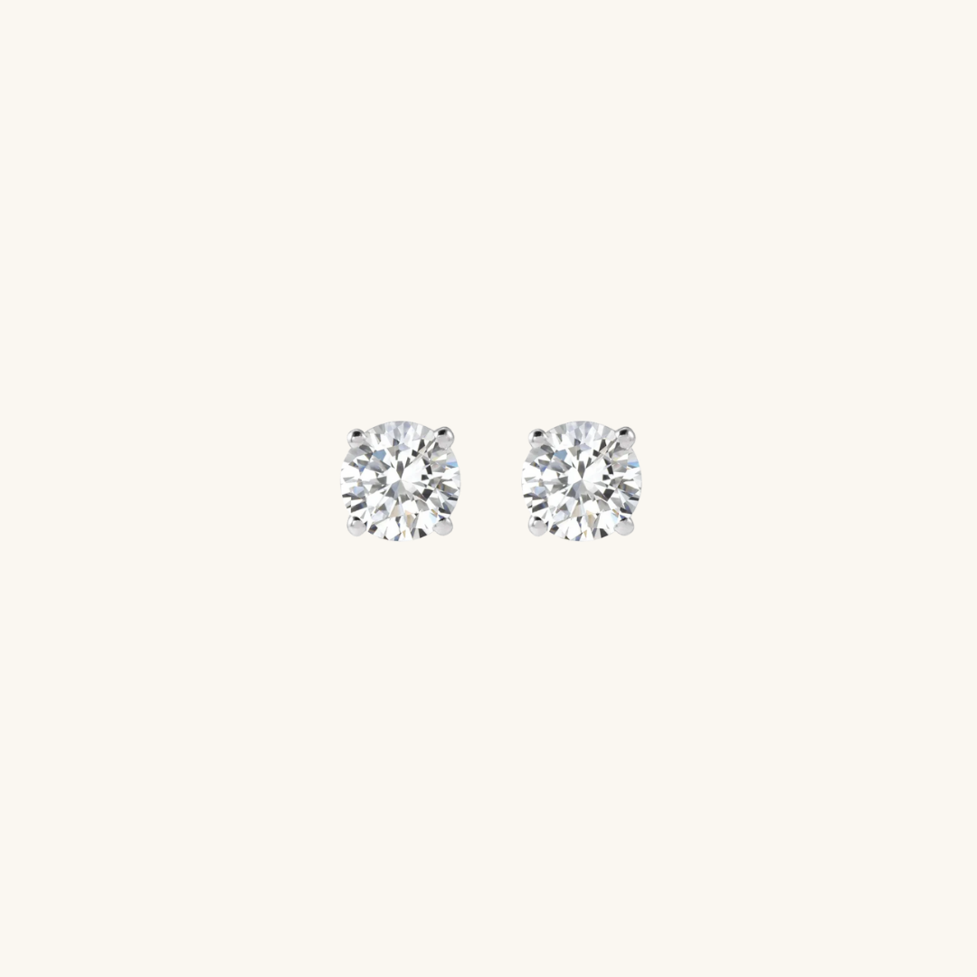 Solitaire Stud Earrings Silver