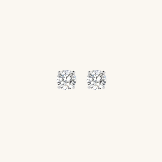 Solitaire Stud Earrings Silver