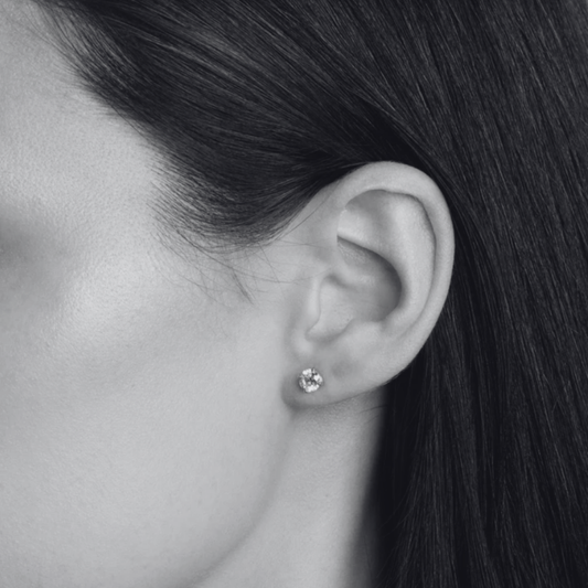 Solitaire Stud Earrings Silver