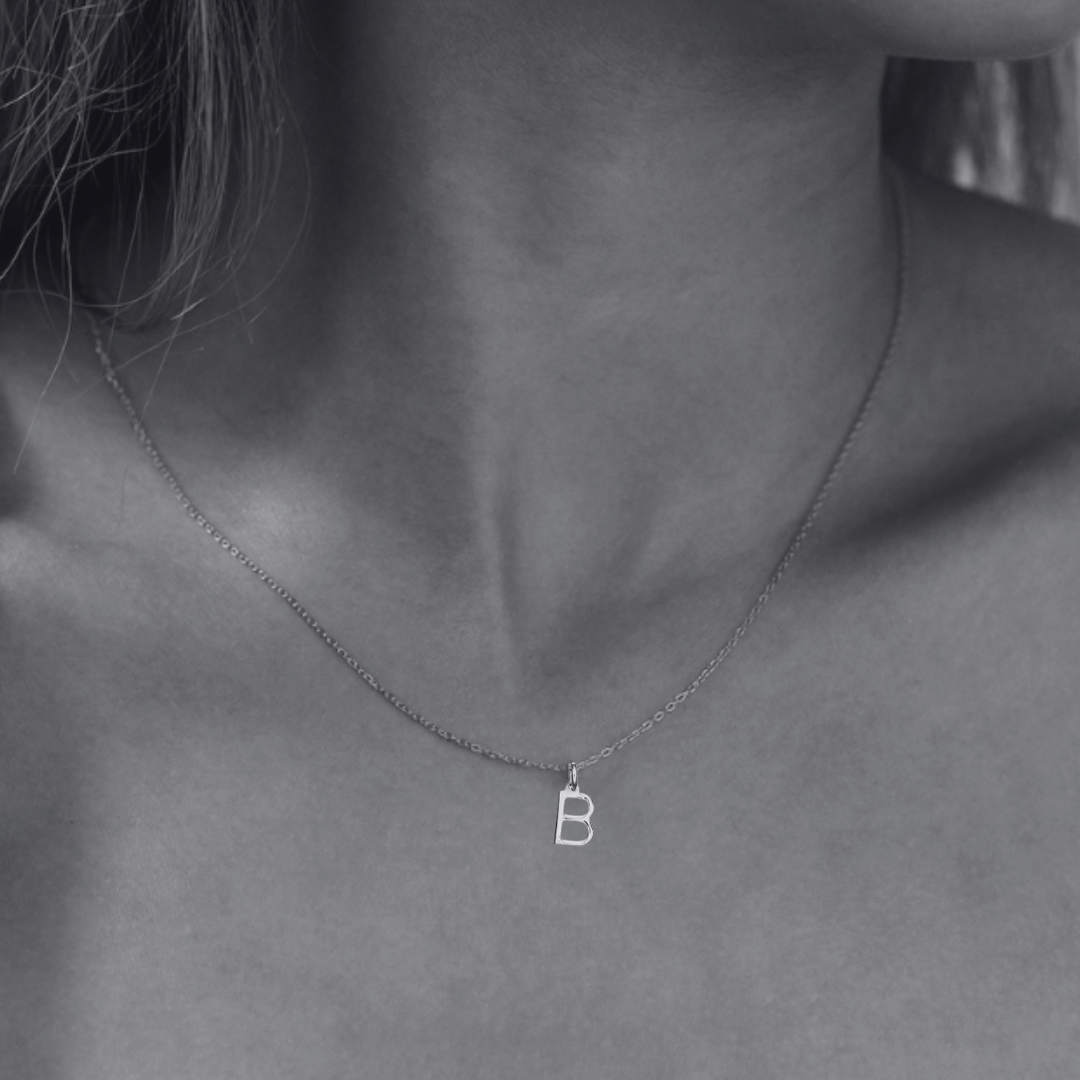Personalised Slimline Initial Necklace Silver