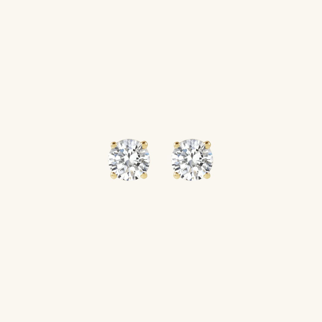 Solitaire Stud Earrings Gold