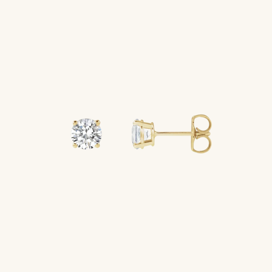 Solitaire Stud Earrings Gold